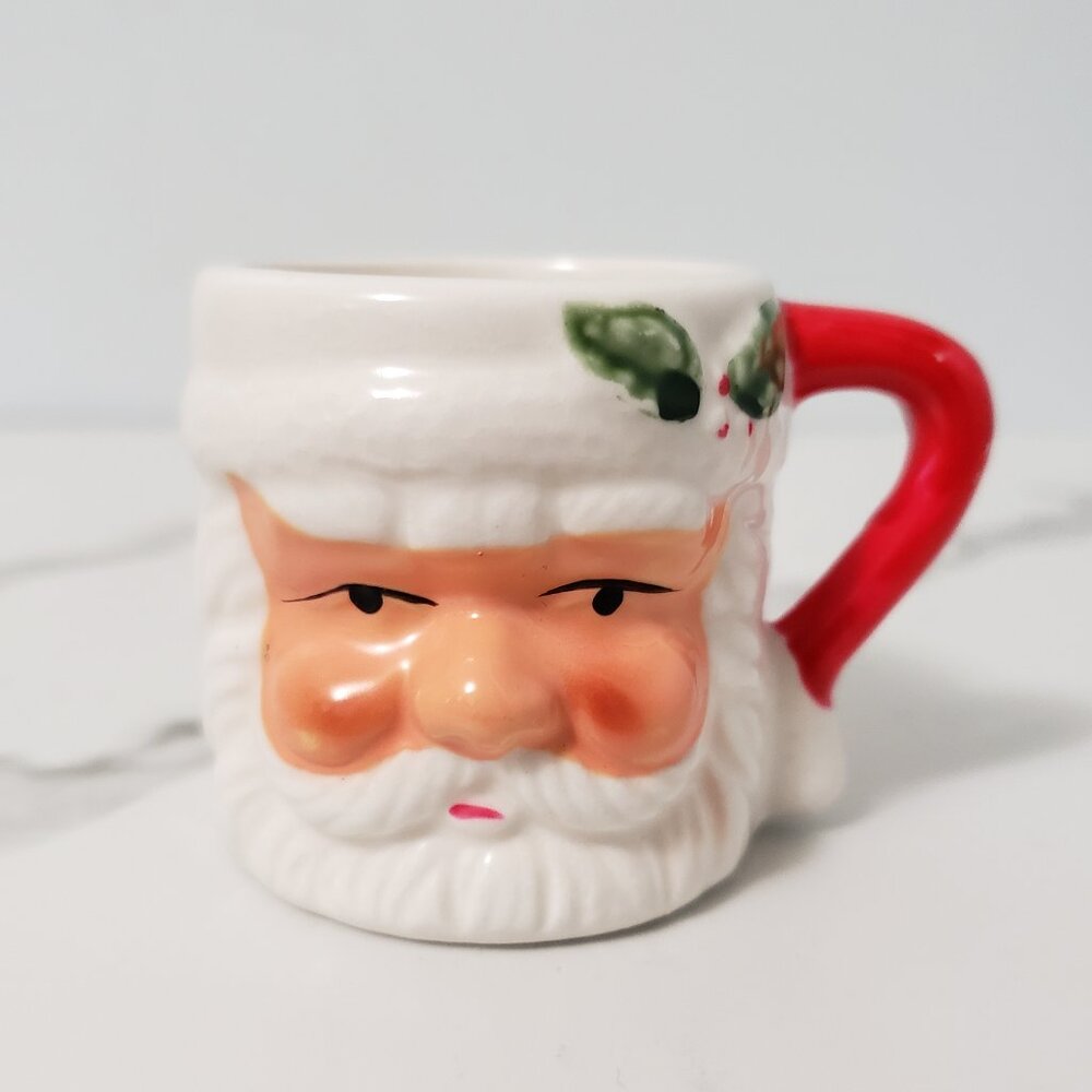 Mini Santa head mug shot drink ceramic cup Christmas coffee novelty holiday